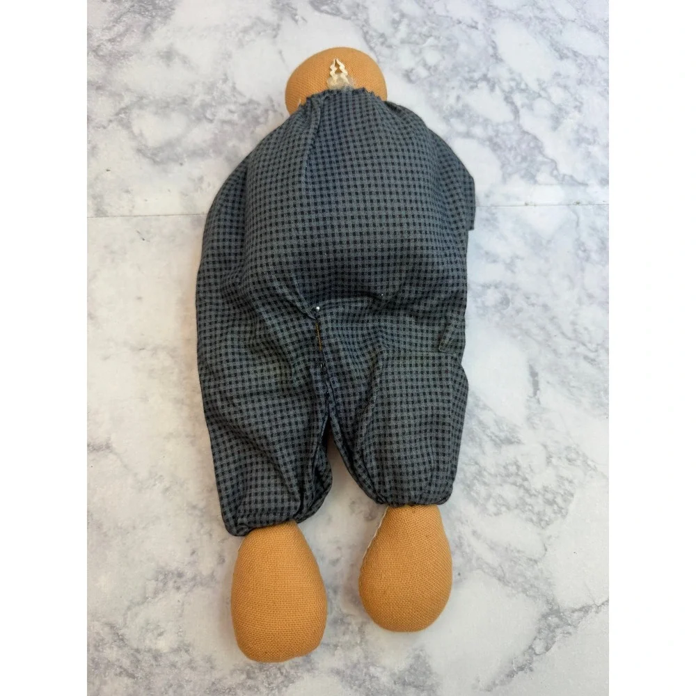 Primitive Gingerbread Man Fabric Doll 11 Inch Rustic Farmhouse Christmas Decor